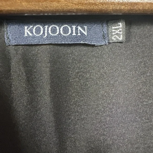 Womens Black Midi Dress 2XL Empire Waist Tiered Flowy Boho Flutter Sleeve V Neck - Picture 2 of 9